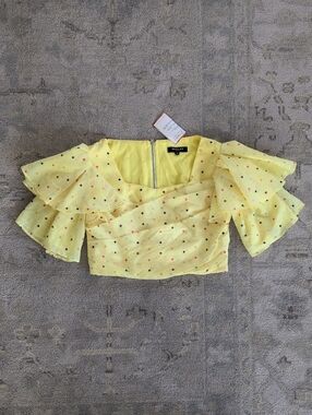Beulah Yellow Polka Dot Crop Blouse
